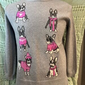 Chic Gray Sweater with Pink Dog Motif